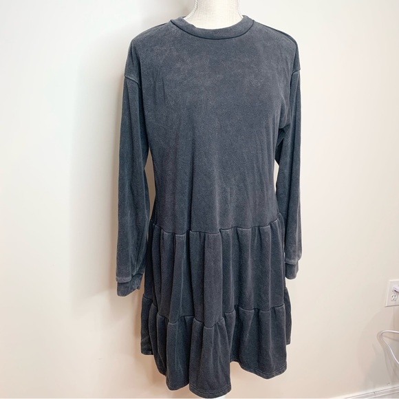 Target Wild Fable Distressed Mineral Wash Tiered Babydoll Sweatshirt Dress - Picture 3 of 11